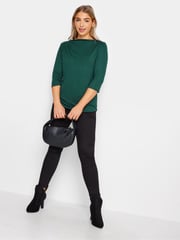 M&Co Green 3/4 Length Sleeve Pleated Neck Top - Image 2 of 4