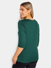 M&Co Green 3/4 Length Sleeve Pleated Neck Top - Image 3 of 4