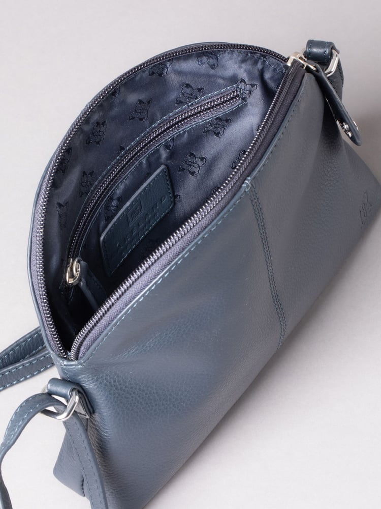 Lakeland Leather Blue Elterwater Curved Cross-Body Bag - Image 6 of 6