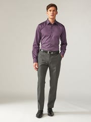 Purple Regular Fit Trimmed Formal 100% Cotton Oxford Shirt - Image 2 of 9