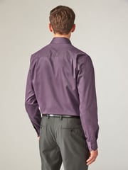 Purple Regular Fit Trimmed Formal 100% Cotton Oxford Shirt - Image 3 of 9