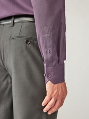 Purple Regular Fit Trimmed Formal 100% Cotton Oxford Shirt - Image 4 of 9