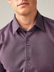 Purple Regular Fit Trimmed Formal 100% Cotton Oxford Shirt - Image 5 of 9