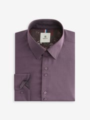 Purple Regular Fit Trimmed Formal 100% Cotton Oxford Shirt - Image 7 of 9