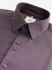 Purple Regular Fit Trimmed Formal 100% Cotton Oxford Shirt - Image 8 of 9