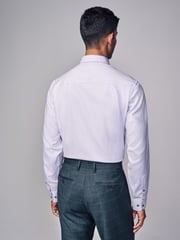 Lilac Purple Regular Fit Signature Trimmed Premium Long Sleeve Single Cuff 100% Cotton Shirt - Image 2 of 9