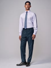 Lilac Purple Regular Fit Signature Trimmed Premium Long Sleeve Single Cuff 100% Cotton Shirt - Image 3 of 9