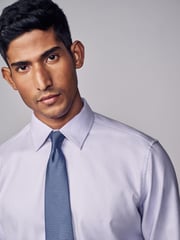 Lilac Purple Regular Fit Signature Trimmed Premium Long Sleeve Single Cuff 100% Cotton Shirt - Image 5 of 9