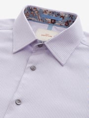 Lilac Purple Regular Fit Signature Trimmed Premium Long Sleeve Single Cuff 100% Cotton Shirt - Image 8 of 9