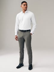 White Slim Fit Trimmed Easy Care Double Cuff Shirt - Image 2 of 9