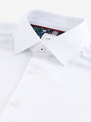 White Slim Fit Trimmed Easy Care Double Cuff Shirt - Image 8 of 9
