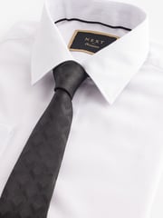 White/Black Diamond Jacqaurd Slim Fit Occasion Shirt And Tie Pack - Image 1 of 4
