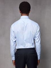 Blue Slim Fit Textured Long Sleeve Single Cuff 100% Cotton Shirt' - Image 3 of 8