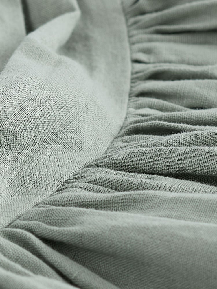 Green Premium One Shoulder Midi Dress With Linen - Image 6 of 6
