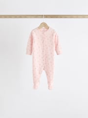 Pink 4 Pack Baby 100% Cotton Sleepsuits (0-2yrs) - Image 11 of 13
