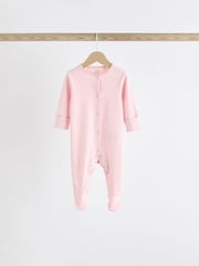 Pink 4 Pack Baby 100% Cotton Sleepsuits (0-2yrs) - Image 13 of 13