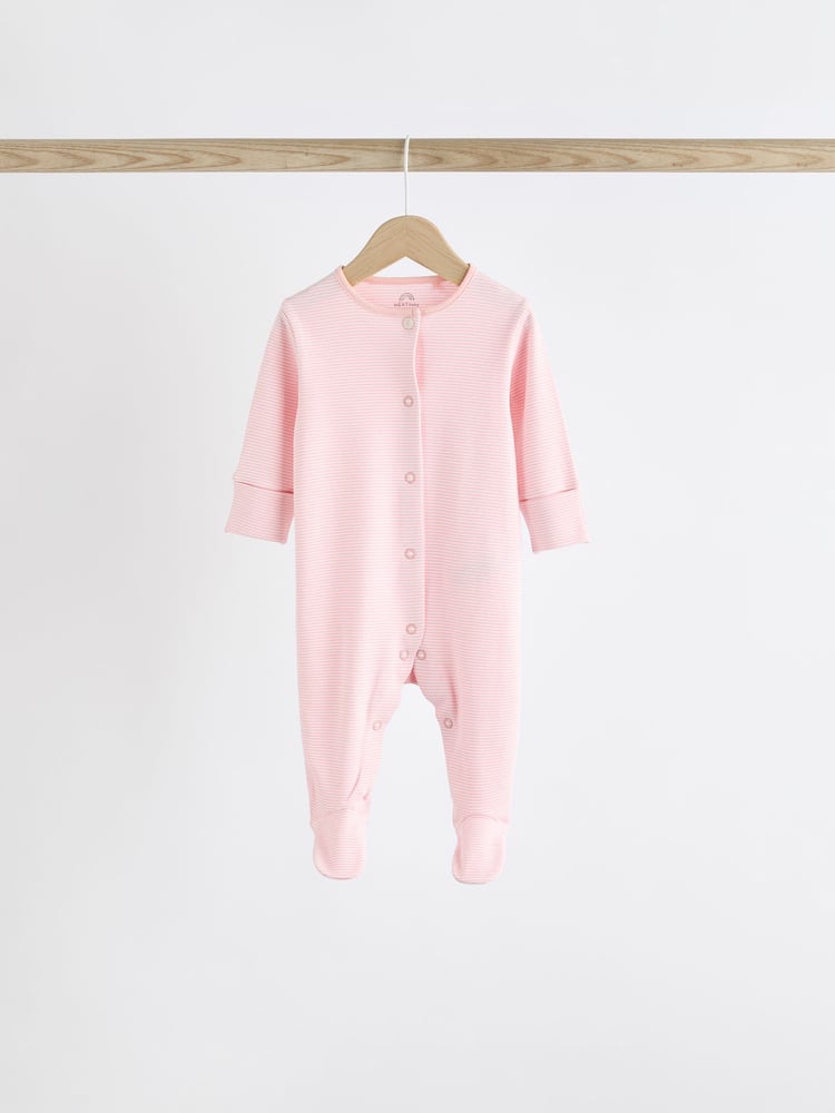 Pink 4 Pack Baby 100% Cotton Sleepsuits (0-2yrs) - Image 13 of 13