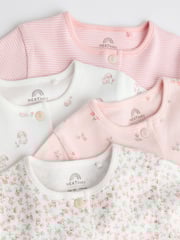 Pink 4 Pack Baby 100% Cotton Sleepsuits (0-2yrs) - Image 2 of 13