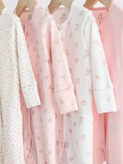 Pink 4 Pack Baby 100% Cotton Sleepsuits (0-2yrs) - Image 3 of 13