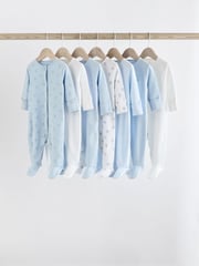 Blue 7 Pack Baby Bear Sleepsuit (0-2yrs) - Image 1 of 16