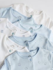 Blue 7 Pack Baby Bear Sleepsuit (0-2yrs) - Image 2 of 16