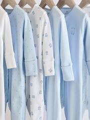 Blue 7 Pack Baby Bear Sleepsuit (0-2yrs) - Image 3 of 16