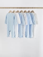 Blue 7 Pack Baby Bear Sleepsuit (0-2yrs) - Image 4 of 16