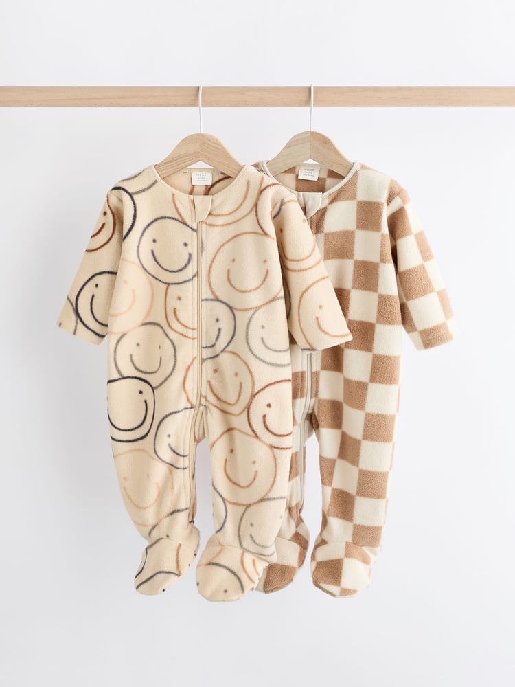 Neutral Fleece Sleepsuits 2 Pack - Image 1 of 9