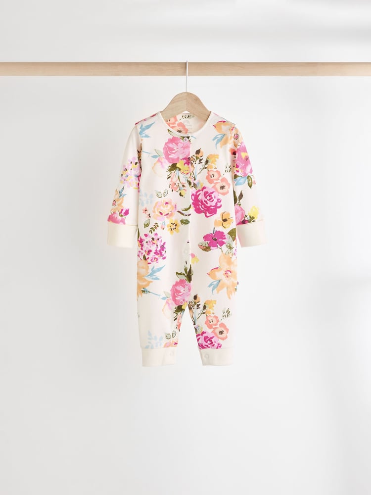 Orange Floral Baby Footless 100% Cotton Sleepsuits 4 Pack (0mths-3yrs) - Image 2 of 12