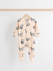 Neutral Two Way Zip Baby 100% Cotton Sleepsuits 3 Pack (0mths-2yrs) - Image 3 of 11