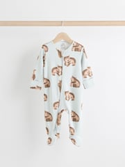 Neutral Two Way Zip Baby 100% Cotton Sleepsuits 3 Pack (0mths-2yrs) - Image 4 of 11