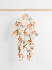 Neutral Two Way Zip Baby 100% Cotton Sleepsuits 3 Pack (0mths-2yrs) - Image 6 of 11