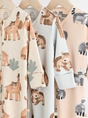 Neutral Two Way Zip Baby 100% Cotton Sleepsuits 3 Pack (0mths-2yrs) - Image 7 of 11