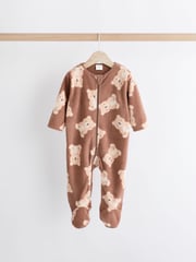 Neutral 2 Pack Baby Microfleece Sleepsuits - Image 4 of 11