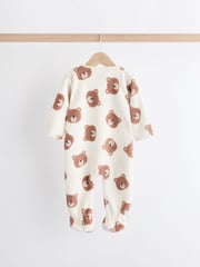 Neutral 2 Pack Baby Microfleece Sleepsuits - Image 5 of 11