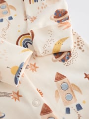 Neutral Space Print Baby 100% Cotton Sleepsuits 4 Pack (0mths-2yrs) - Image 10 of 12