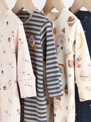 Neutral Space Print Baby 100% Cotton Sleepsuits 4 Pack (0mths-2yrs) - Image 3 of 12