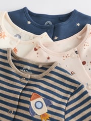 Neutral Space Print Baby 100% Cotton Sleepsuits 4 Pack (0mths-2yrs) - Image 4 of 12