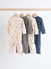 Neutral Space Print Baby 100% Cotton Sleepsuits 4 Pack (0mths-2yrs) - Image 8 of 12