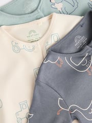 Mineral Blue Farm Printed Baby Sleepsuits 3 Pack (0mths-2yrs) - Image 5 of 8