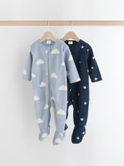 Blue Star/Cloud Fleece Sleepsuits 2 Pack - Image 1 of 12