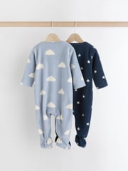 Blue Star/Cloud Fleece Sleepsuits 2 Pack - Image 4 of 12