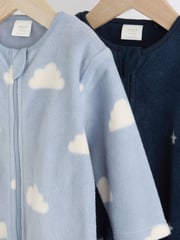 Blue Star/Cloud Fleece Sleepsuits 2 Pack - Image 8 of 12