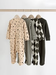 Black and Cream Baby Sleepsuits 4 Pack (0mths-2yrs) - Image 6 of 14