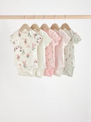 Pink & White Fairy Baby Short Sleeve 100% Cotton Bodysuits 5 Pack - Image 1 of 13