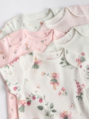 Pink & White Fairy Baby Short Sleeve 100% Cotton Bodysuits 5 Pack - Image 10 of 13