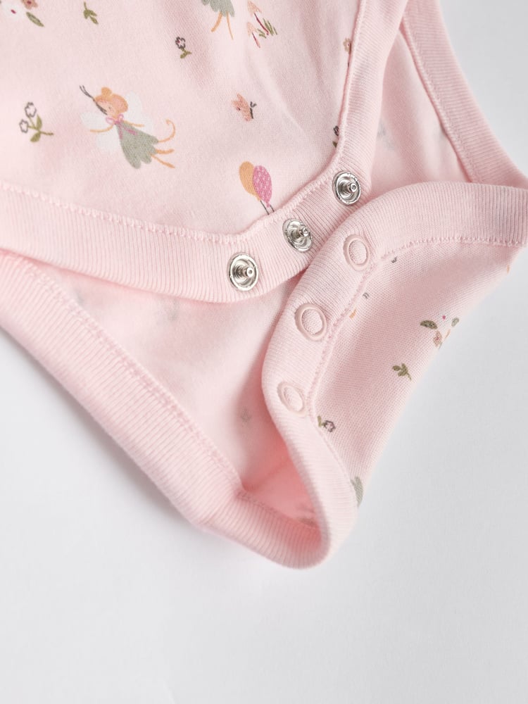 Pink & White Fairy Baby Short Sleeve 100% Cotton Bodysuits 5 Pack - Image 13 of 13