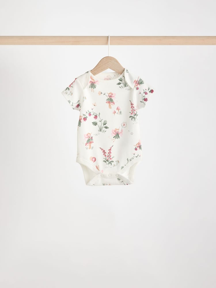 Pink & White Fairy Baby Short Sleeve 100% Cotton Bodysuits 5 Pack - Image 2 of 13