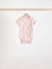 Pink & White Fairy Baby Short Sleeve 100% Cotton Bodysuits 5 Pack - Image 4 of 13