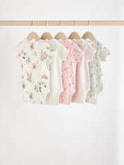 Pink & White Fairy Baby Short Sleeve 100% Cotton Bodysuits 5 Pack - Image 7 of 13